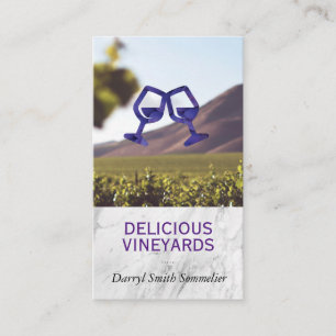 Tarjeta De Visita Copo de Brindis de Uvas   Mármol Blanco   Viñedo