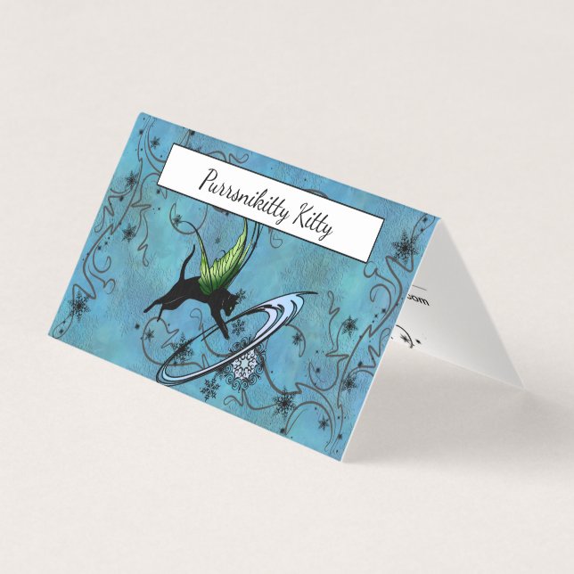 Tarjeta De Visita Copo de nieve del gato cósmico (Anverso)