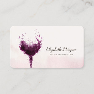 Tarjeta De Visita Copo de vino acuarela elegante profesional chic   
