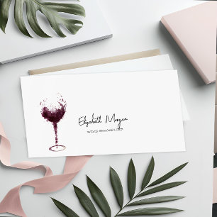 Tarjeta De Visita Copo de vino con mancha de vino acuarela profesion