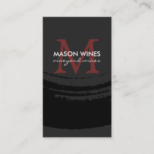 Tarjeta De Visita Copo de vino con monograma artístico cepillado