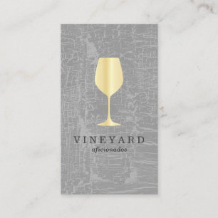 Tarjeta De Visita Copo de vino gris con textura dorada