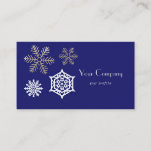 Tarjeta De Visita copos de nieve dorados y blancos contra azul de me