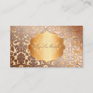 Tarjeta De Visita COPPER+PARCHMENT FAUX DE PixDezines FLORA DAMASK