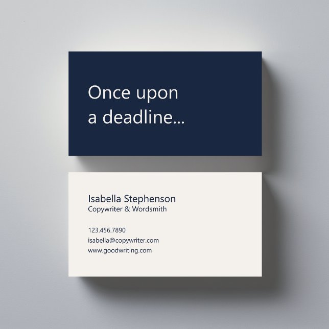 Tarjeta De Visita Copywriter Freelance Writer Modern Navy Blue White (Subido por el creador)