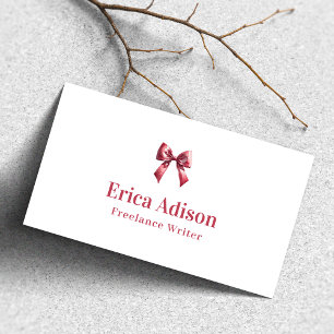 Tarjeta De Visita Coquette Ribbon QR Code Pink Bow
