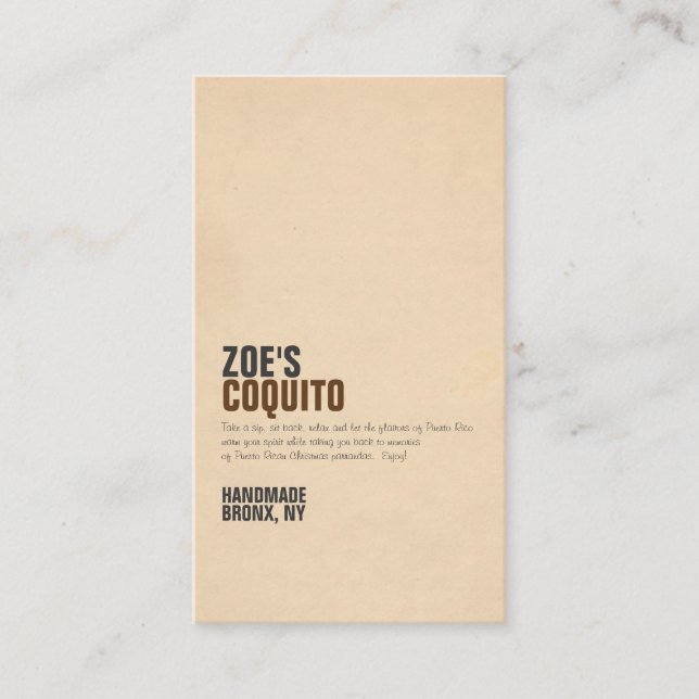 Tarjeta De Visita Coquito Rústico Moderno (Anverso)