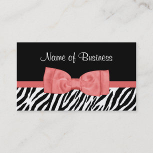 Tarjeta De Visita Coral Bow Zebra Boutique