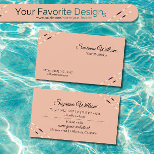 Tarjeta De Visita Coral con líneas de oro rosa Elegante y con estilo