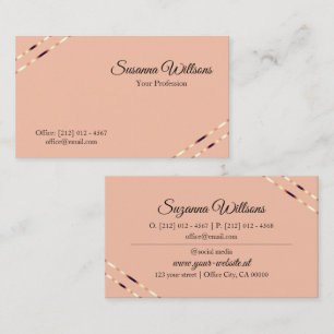 Tarjeta De Visita Coral con líneas de oro rosa Elegante y con estilo