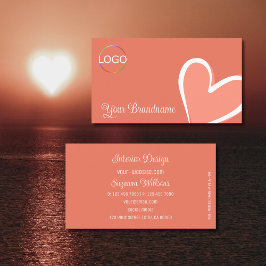 Tarjeta De Visita Coral de moda con magnífico corazón y logotipo ros