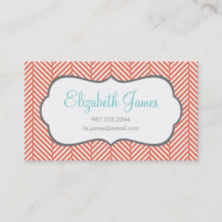 Tarjeta De Visita Coral Herringbone