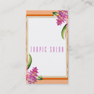 Tarjeta De Visita Coral Naranja Floral Tropical Botánico Moderno Chi