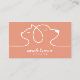 Tarjeta De Visita Coral Peach Naranja Dog Cat Mascota