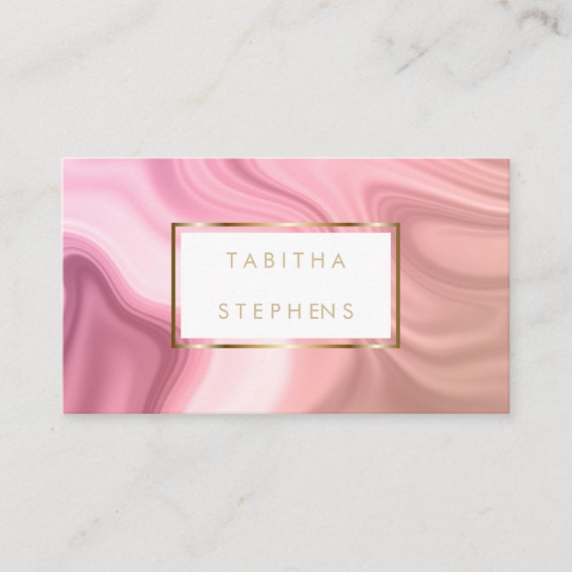 Tarjeta De Visita Coral Pink Melding Swirls Designer Business (Anverso)
