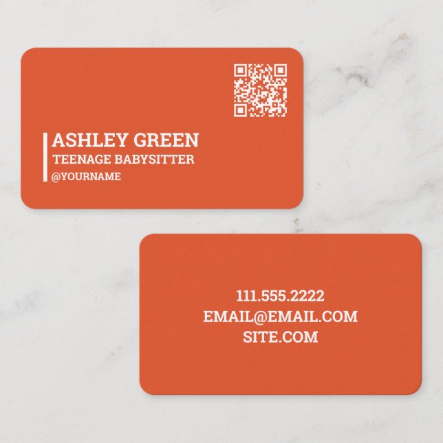 Tarjeta De Visita Coral Red QR Adolescentes Cuidados (Anverso / Reverso)