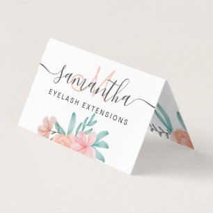 Tarjeta De Visita Coral rosa color de agua floral después del trata
