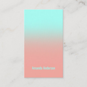 Tarjeta De Visita Coral Rosa Turquesa Azul Blanco Rayas