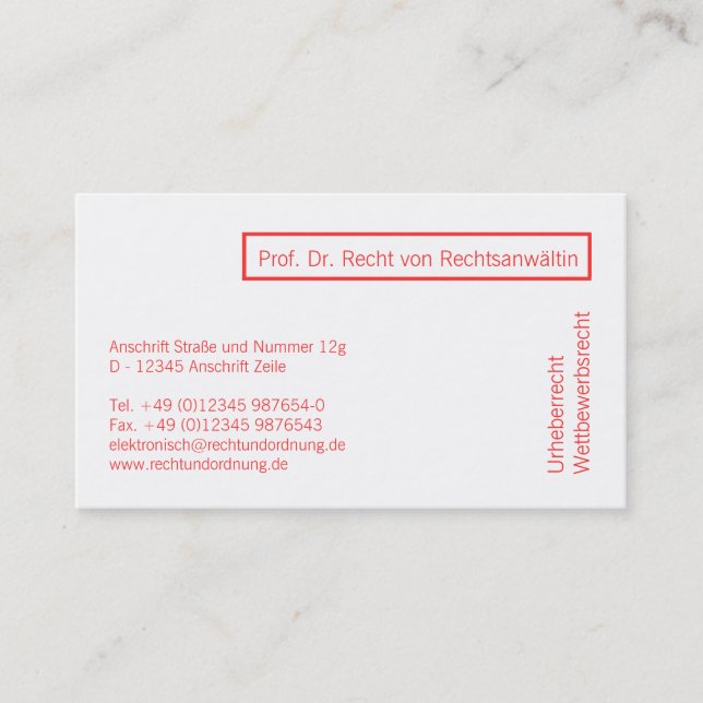 Tarjeta de visita Coral Rot (Anverso)