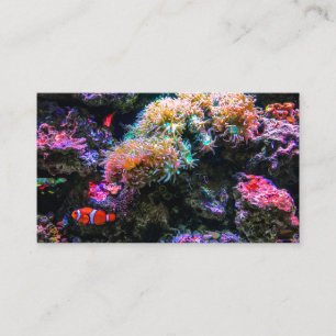 Tarjeta De Visita Coral submarino tropical de color arcoiris