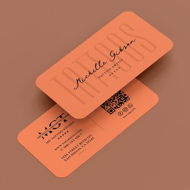 Tarjeta De Visita Coral Tattoista Mínimo Monograma Tatuador (Minimal Monogram Tattoo Artist Tattooist Coral Business Card
)
