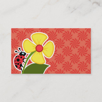 Tarjeta De Visita Coral y remolino rojo; Mariquita