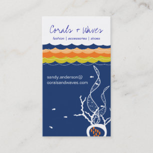 Tarjeta De Visita Corales de pescado Olas del mar del océano Marina