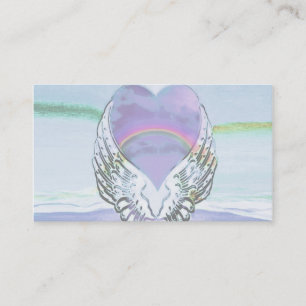 Tarjeta De Visita Corazón, alas del ángel y océano