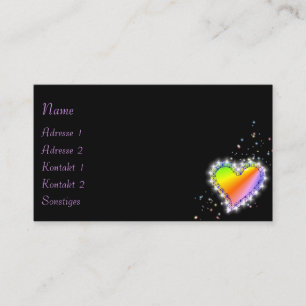 Tarjeta De Visita Corazón arcoiris con estrellas