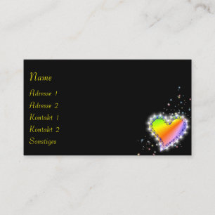 Tarjeta De Visita Corazón arcoiris con estrellas