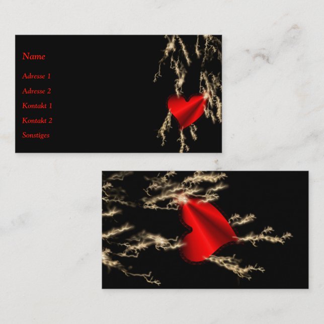 Tarjeta De Visita Corazón arcoiris con flash (Anverso / Reverso)