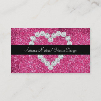 Tarjeta De Visita Corazón brillante del diamante del purpurina