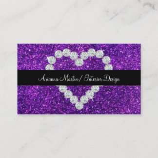 Tarjeta De Visita Corazón brillante del diamante del purpurina