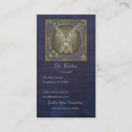 Tarjeta De Visita Corazón con alas oro