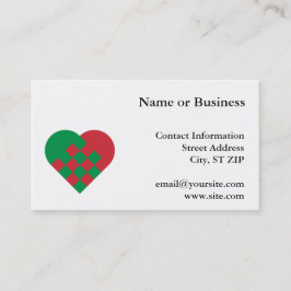 Tarjeta De Visita Corazón danés rojo y verde