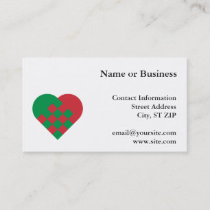 Tarjeta De Visita Corazón danés rojo y verde