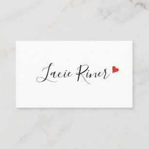 Tarjeta De Visita Corazón de amor rojo de escritura moderna chic