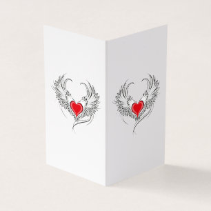 Tarjeta De Visita Corazón de Ángel Rojo con alas