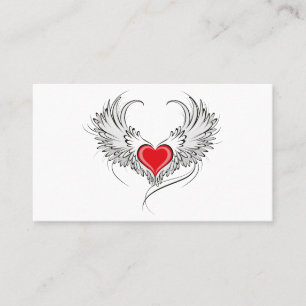 Tarjeta De Visita Corazón de Ángel Rojo con alas