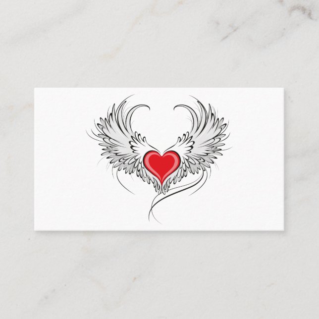 Tarjeta De Visita Corazón de Ángel Rojo con alas (Anverso)