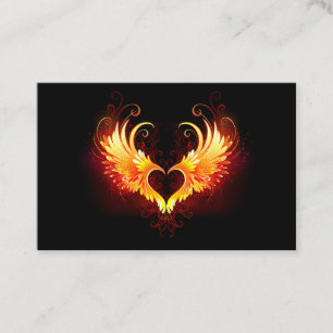 Tarjeta De Visita Corazón de Fuego Ángel con Alas