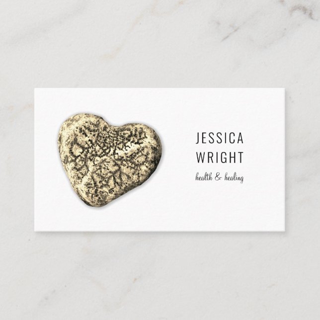 Tarjeta De Visita Corazón de guijarros de piedra natural (Anverso)