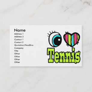 Tarjeta De Visita Corazón de Ojo Brillante Me Encanta el Tenis
