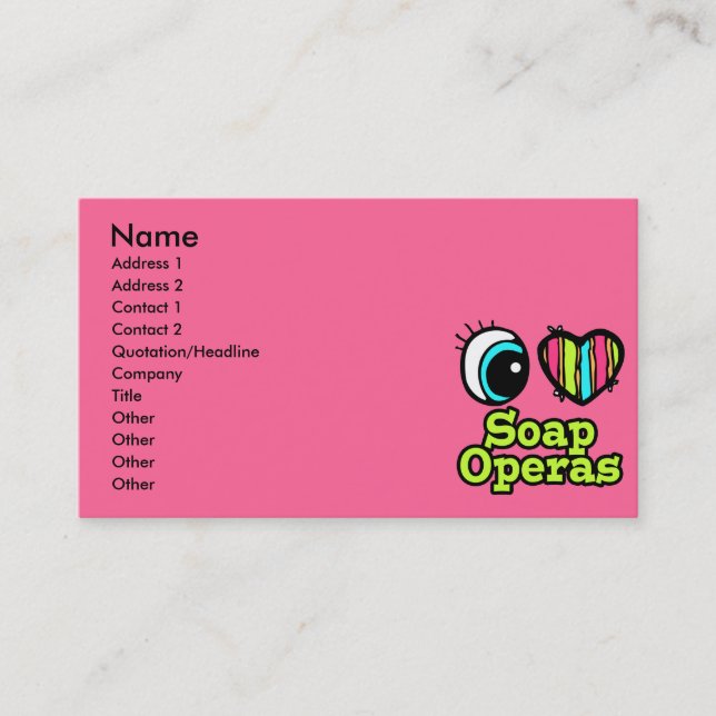 Tarjeta De Visita Corazón de ojos brillante me encantan las telenove (Anverso)