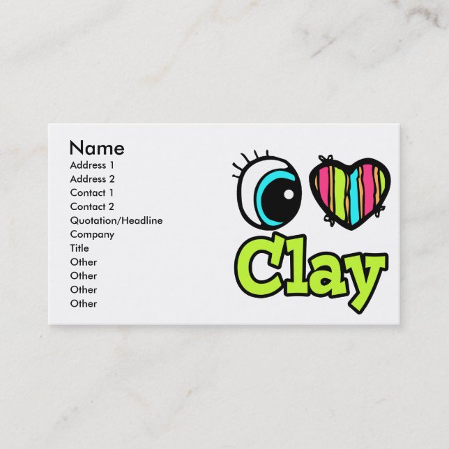 Tarjeta De Visita Corazón de ojos brillante que amo a Clay (Anverso)
