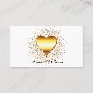 Tarjeta De Visita Corazón de oro con brillo y lunares