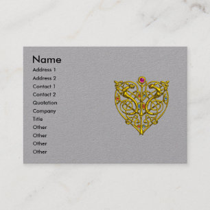 Tarjeta De Visita CORAZÓN DE ORO HYPER VALENTINA Amarillo, Gris