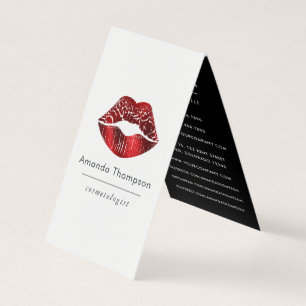 Tarjeta De Visita Corazón de purpurina holográfica falsa roja y negr