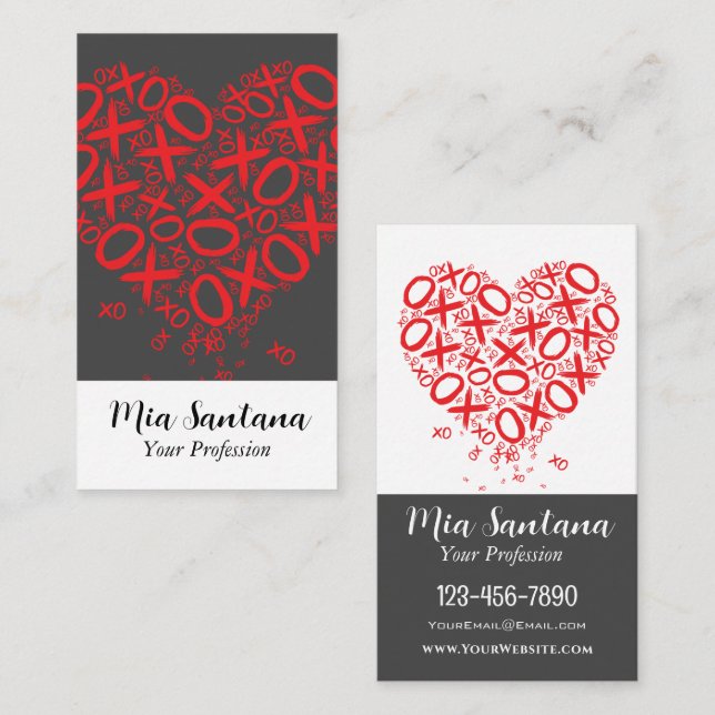 Tarjeta De Visita Corazón de XOXO (Anverso / Reverso)