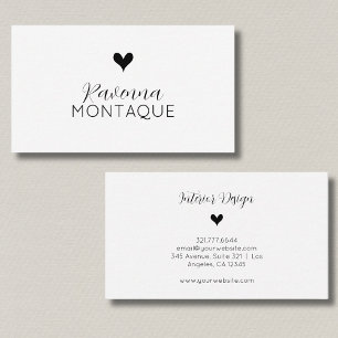 Tarjeta De Visita Corazón decorativo negro con nombre escrito a mano